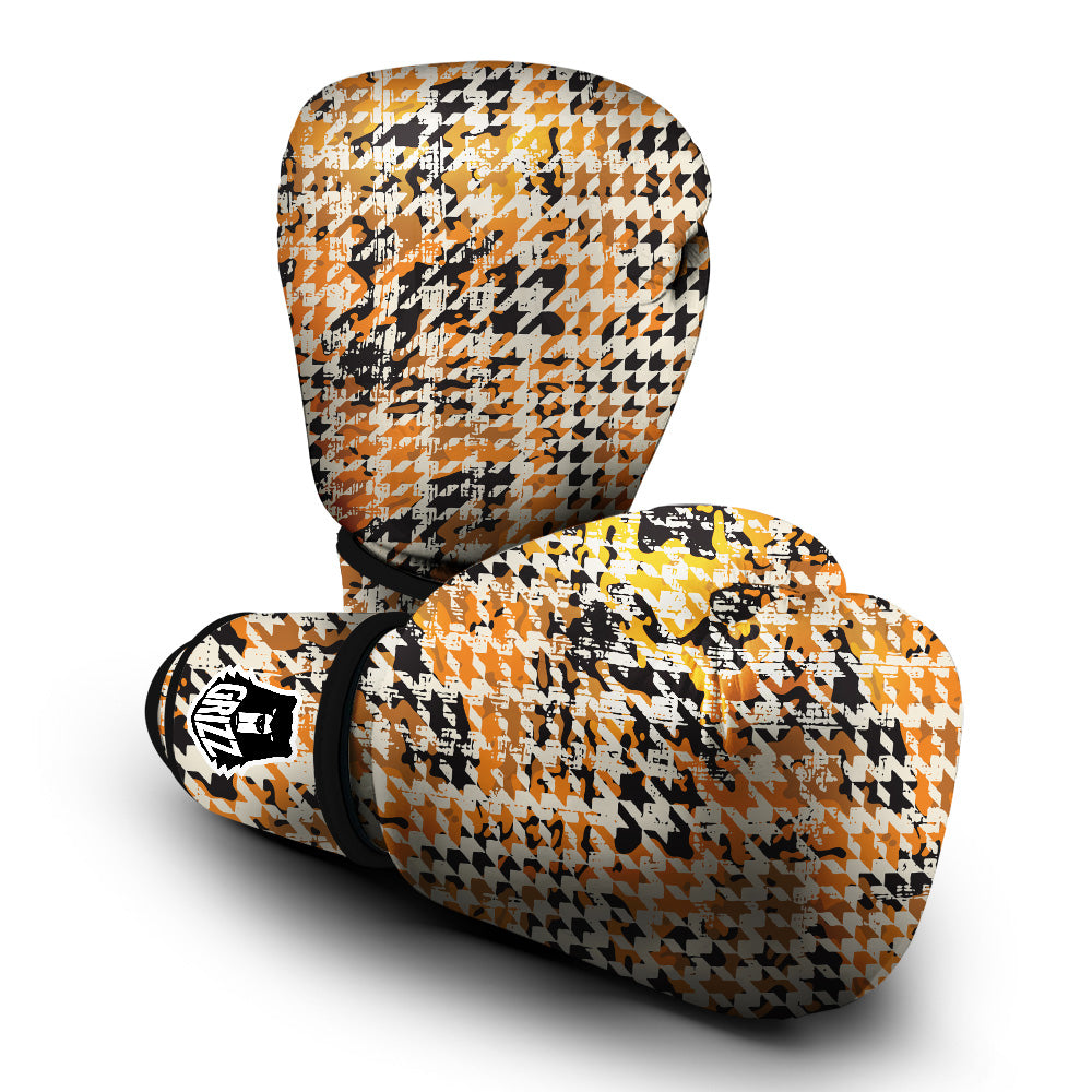 Abstract Grunge Houndstooth Camo Print Pattern Boxing Gloves-grizzshop