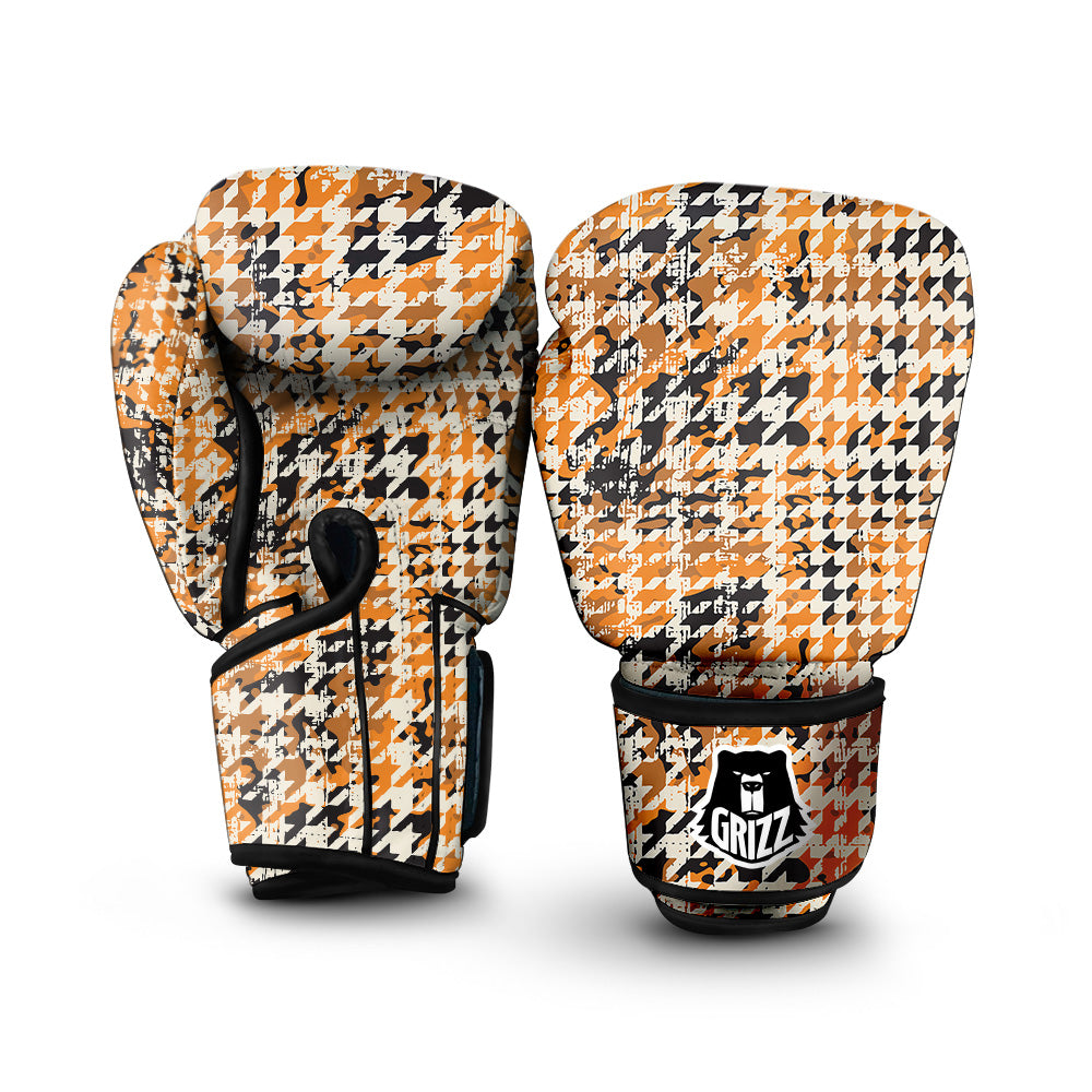 Abstract Grunge Houndstooth Camo Print Pattern Boxing Gloves-grizzshop