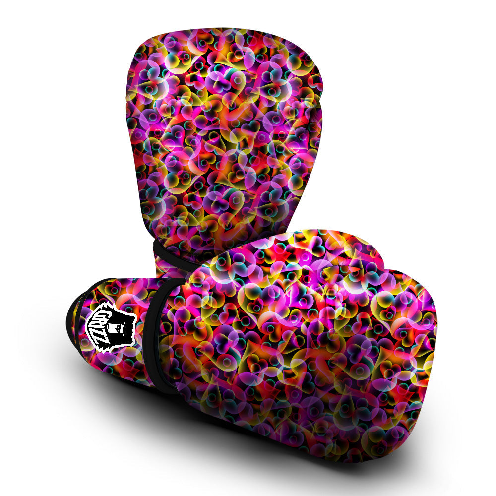 Abstract Hearts Neon Print Pattern Boxing Gloves-grizzshop