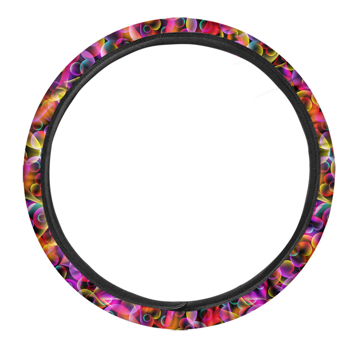 Abstract Hearts Neon Print Pattern Car Steering Wheel Cover-grizzshop