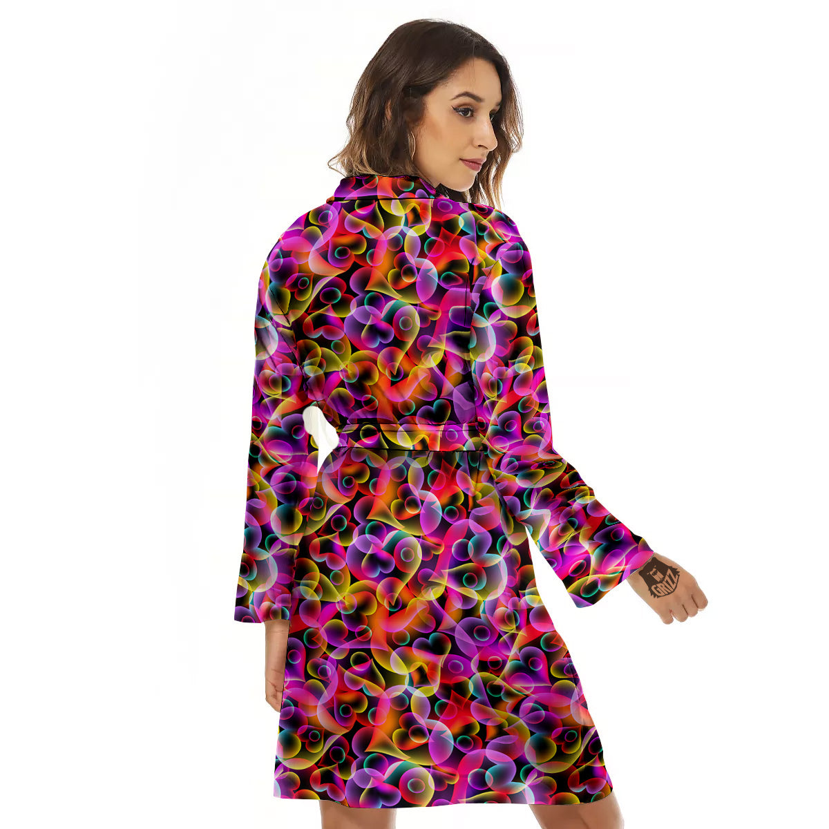 Abstract Hearts Neon Print Pattern Women's Robe-grizzshop