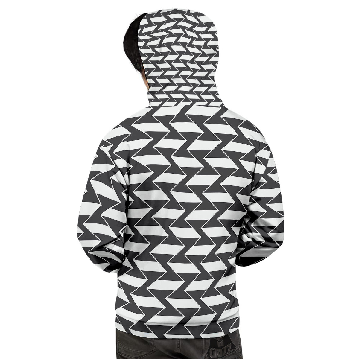 Abstract Heometric Zigzag Print Pattern Men's Hoodie-grizzshop