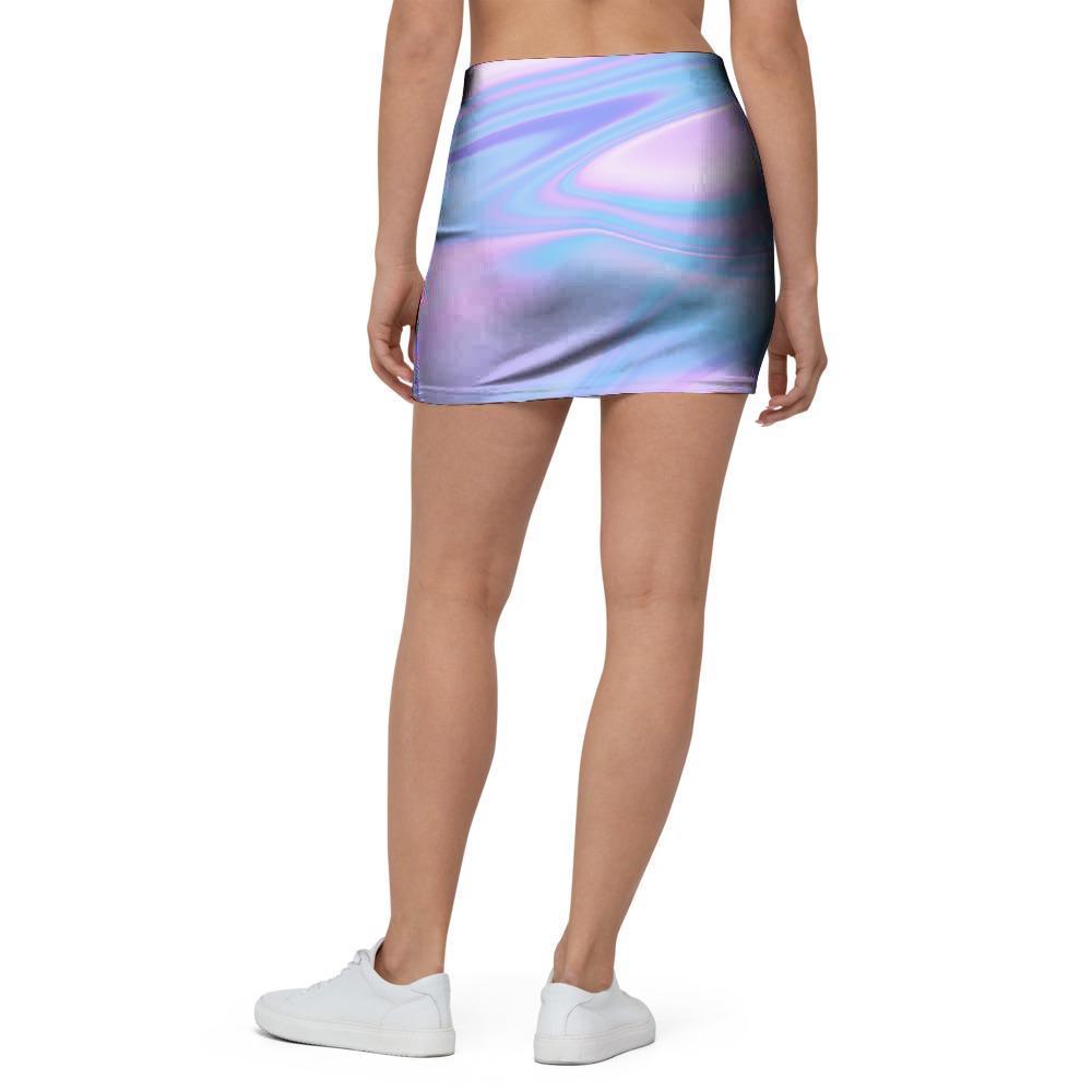 Abstract Holographic Mini Skirt-grizzshop