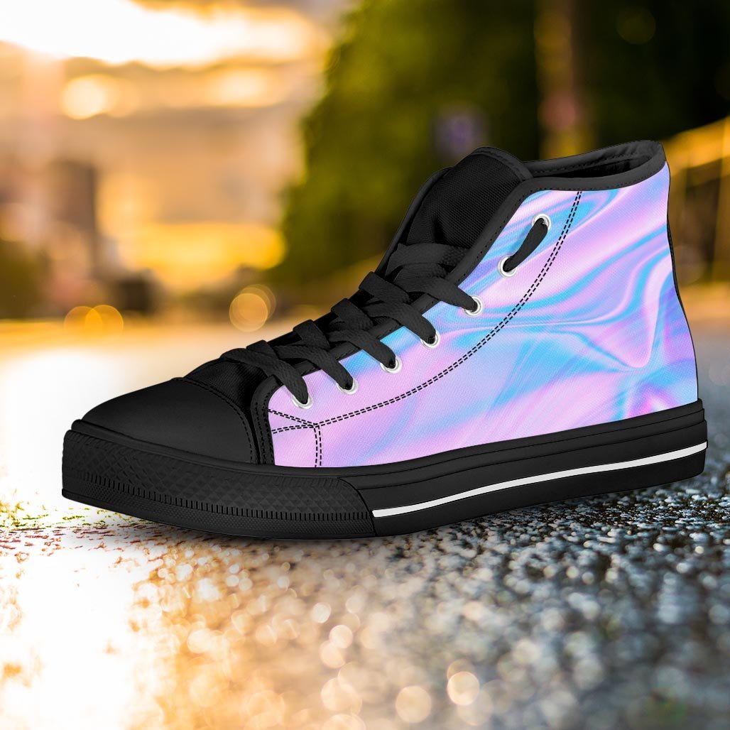 Abstract Holographic Women's High Top Shoes-grizzshop
