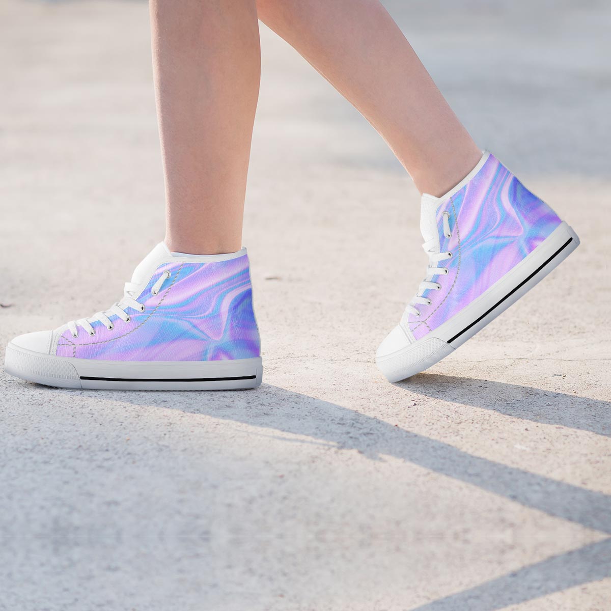 Abstract Holographic Women's High Top Shoes-grizzshop