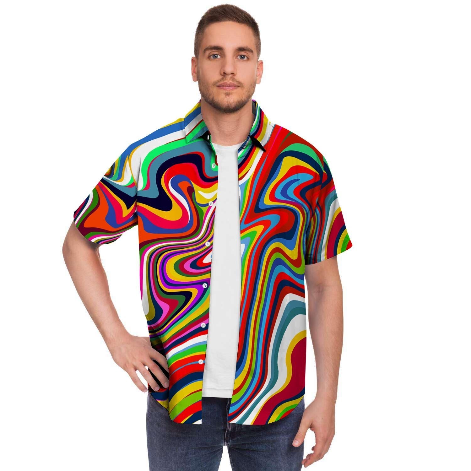 Abstract Ink Paint Men's Short Sleeve Shirt-grizzshop