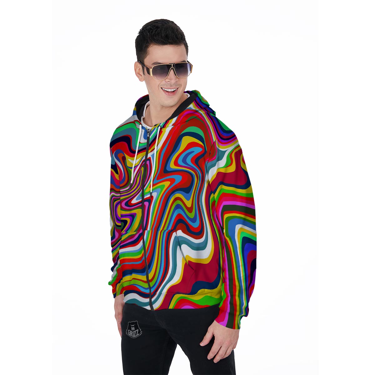 Abstract Ink Paint Men's Zip Up Hoodie-grizzshop