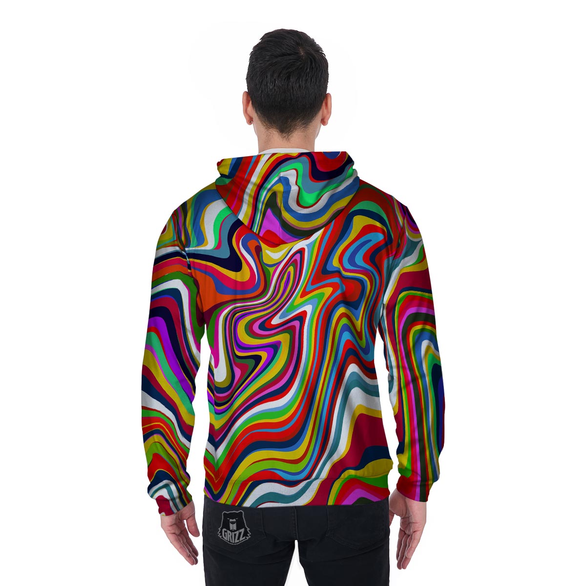 Abstract Ink Paint Men's Zip Up Hoodie-grizzshop