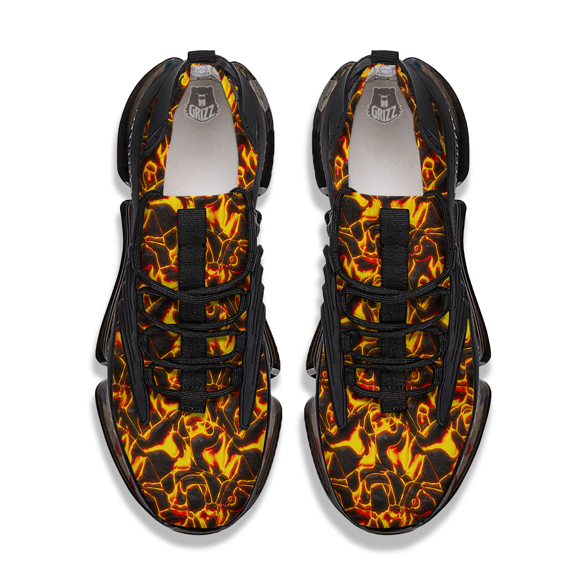 Abstract Lava And Fire Texture Print Black Gym Shoes-grizzshop