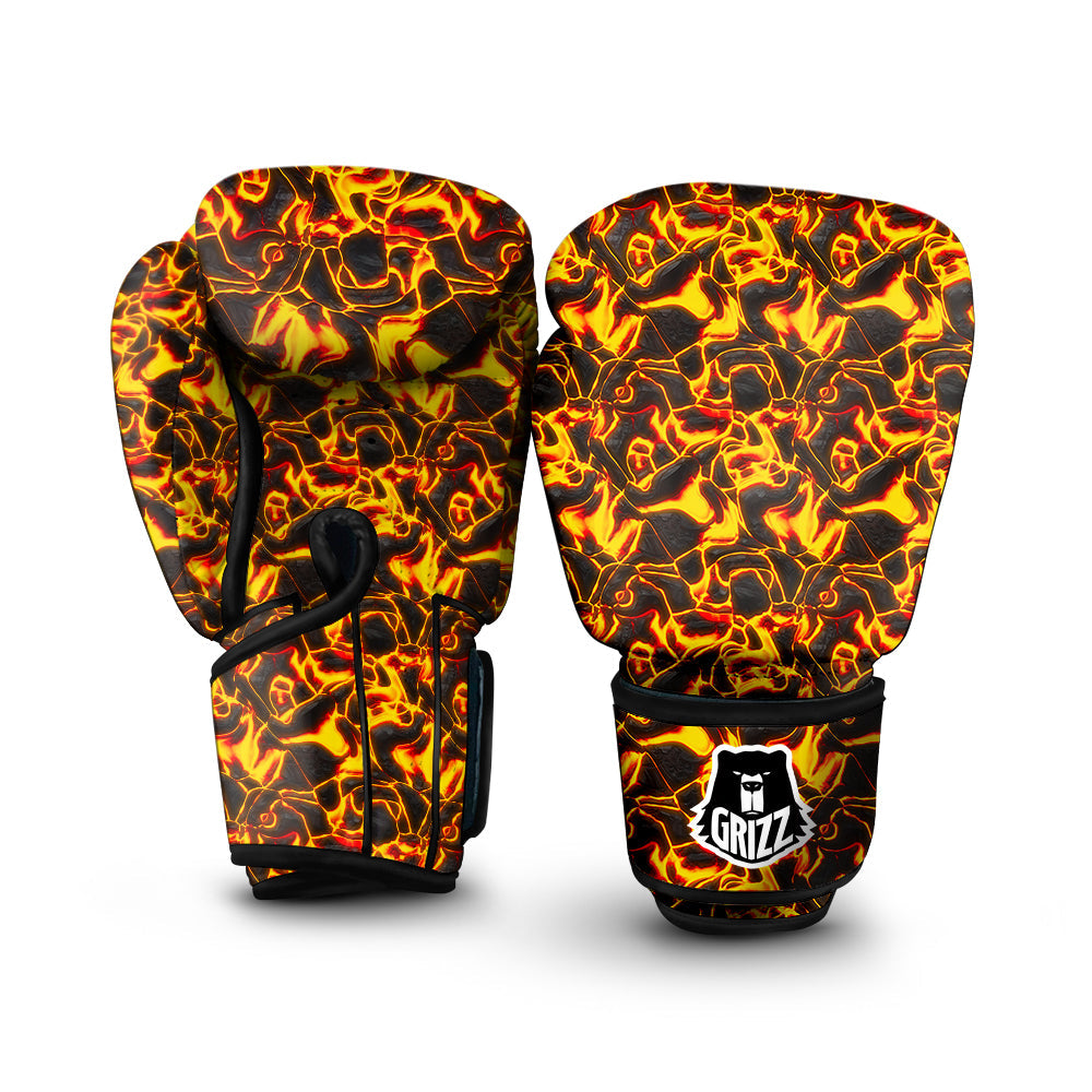Abstract Lava And Fire Texture Print Boxing Gloves-grizzshop