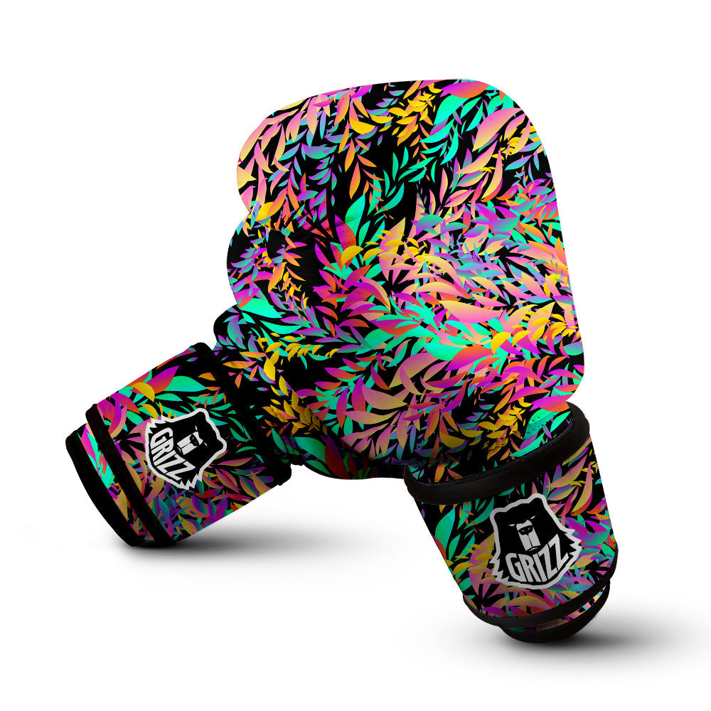 Abstract Leaf Neon Print Pattern Boxing Gloves-grizzshop