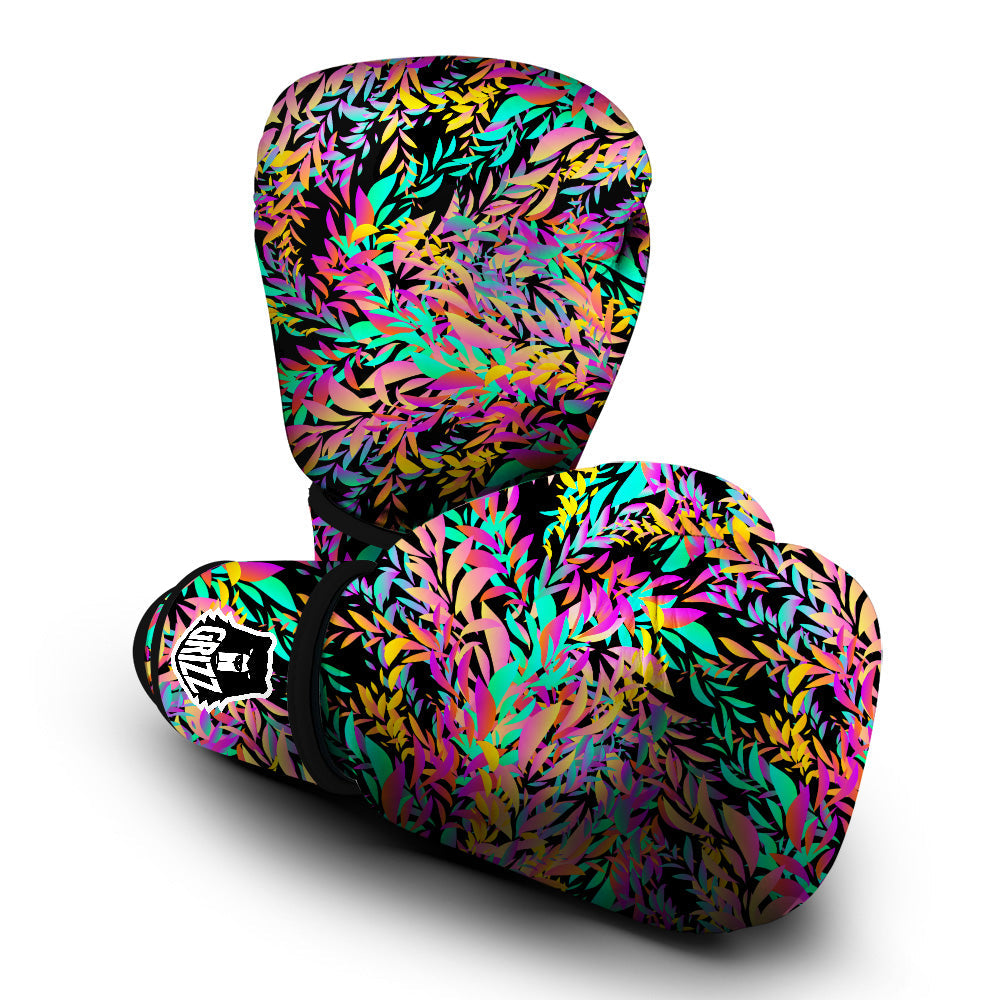 Abstract Leaf Neon Print Pattern Boxing Gloves-grizzshop