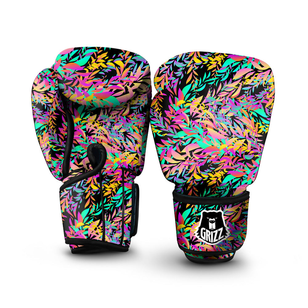 Abstract Leaf Neon Print Pattern Boxing Gloves-grizzshop