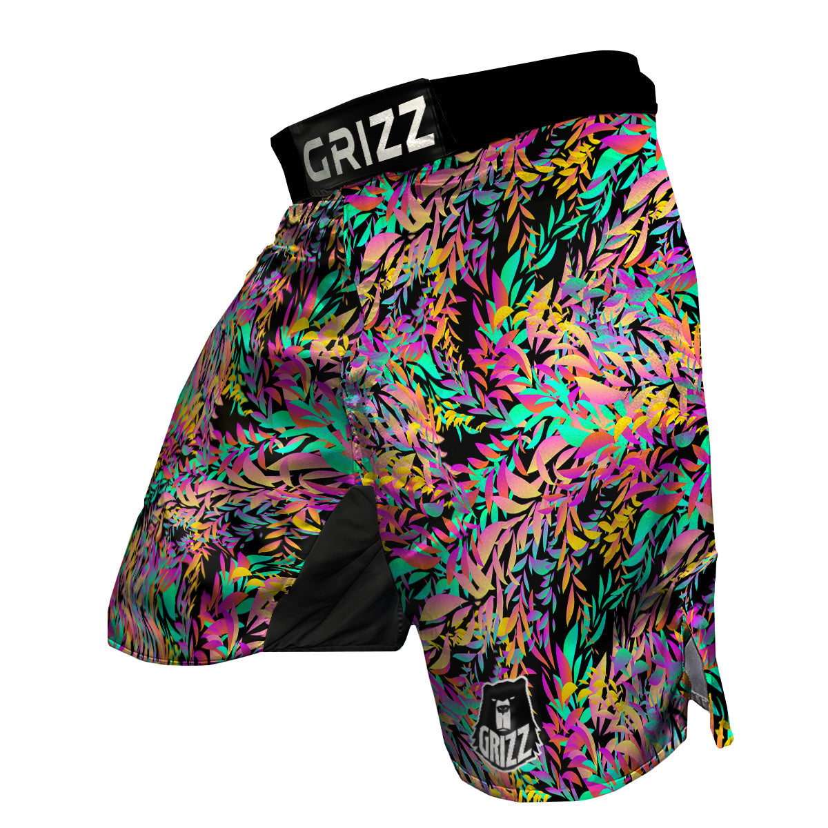 Abstract Leaf Neon Print Pattern MMA Shorts-grizzshop