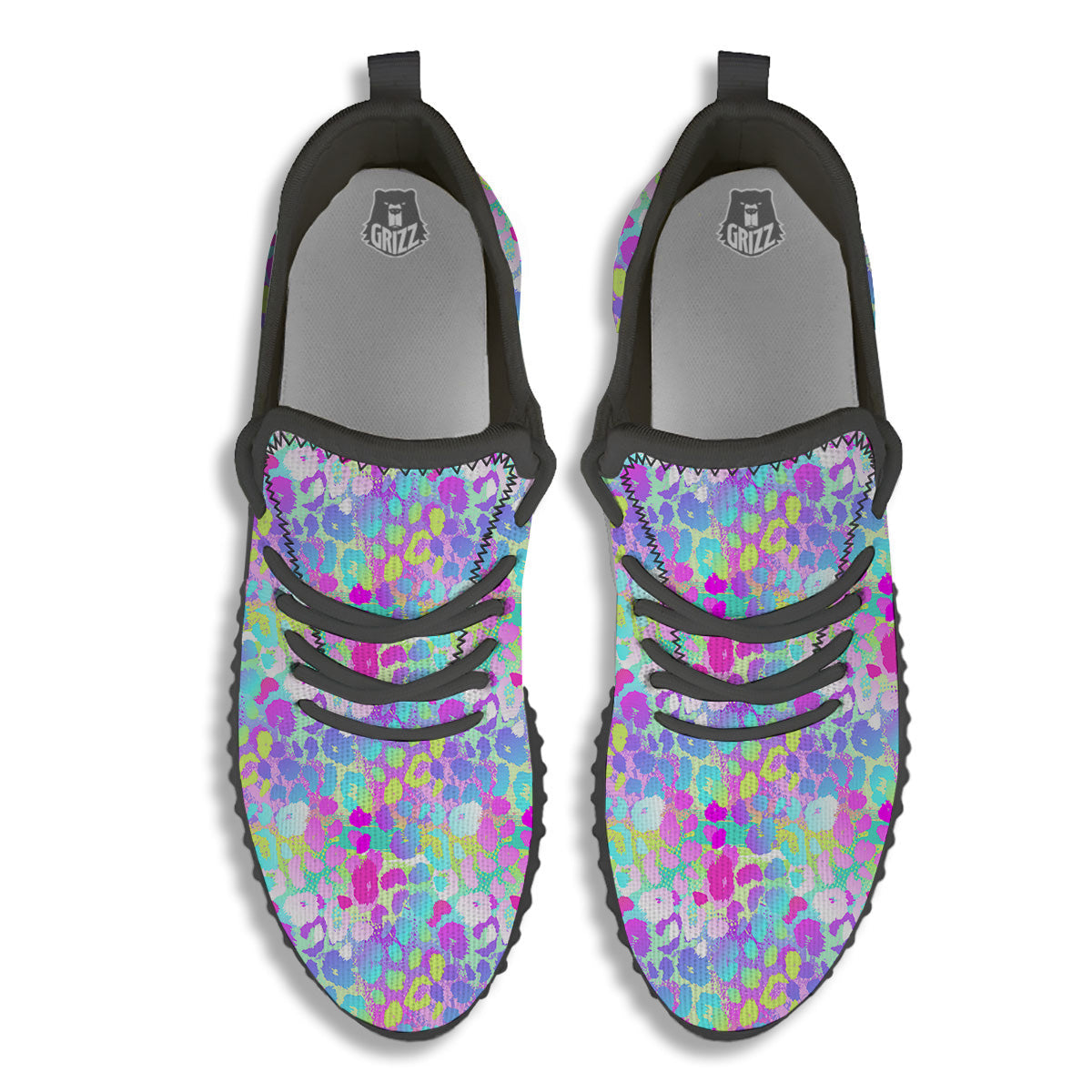 Abstract Leopard Tropical Pastel Print Pattern Black Walking Shoes-grizzshop