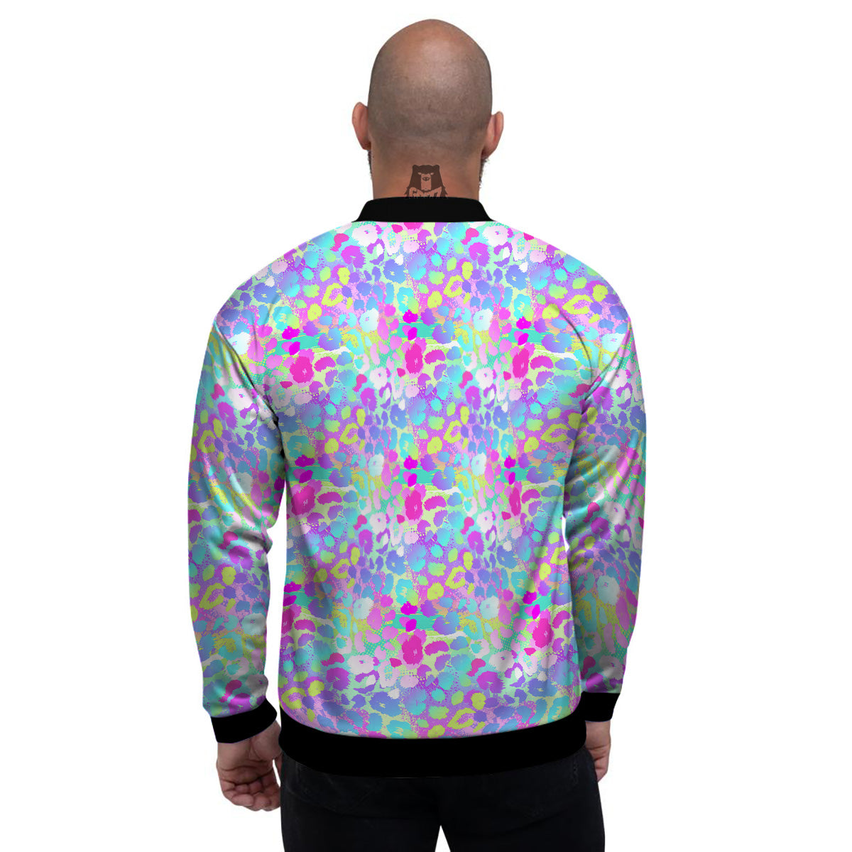 Abstract Leopard Tropical Pastel Print Pattern Men's Bomber Jacket-grizzshop