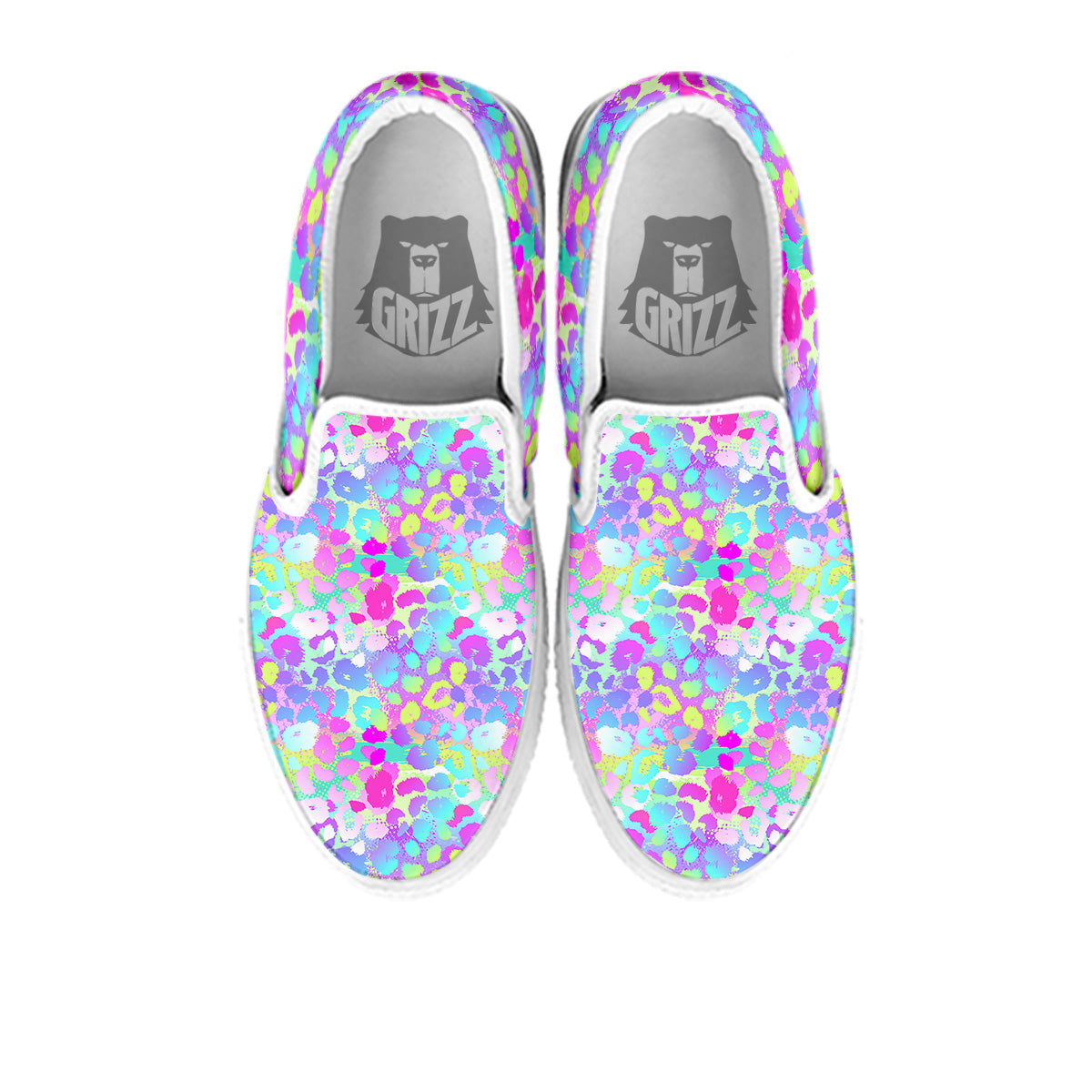 Abstract Leopard Tropical Pastel Print Pattern White Slip On Shoes-grizzshop