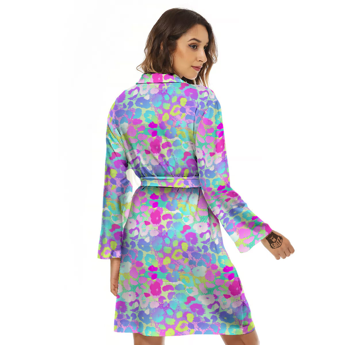 Abstract Leopard Tropical Pastel Print Pattern Women's Robe-grizzshop