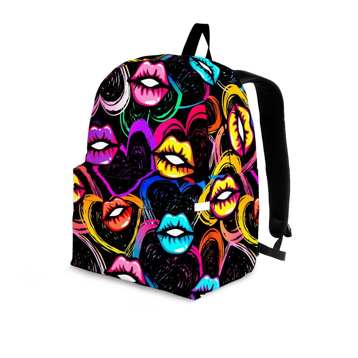 Abstract Lip Graffiti Print Backpack-grizzshop