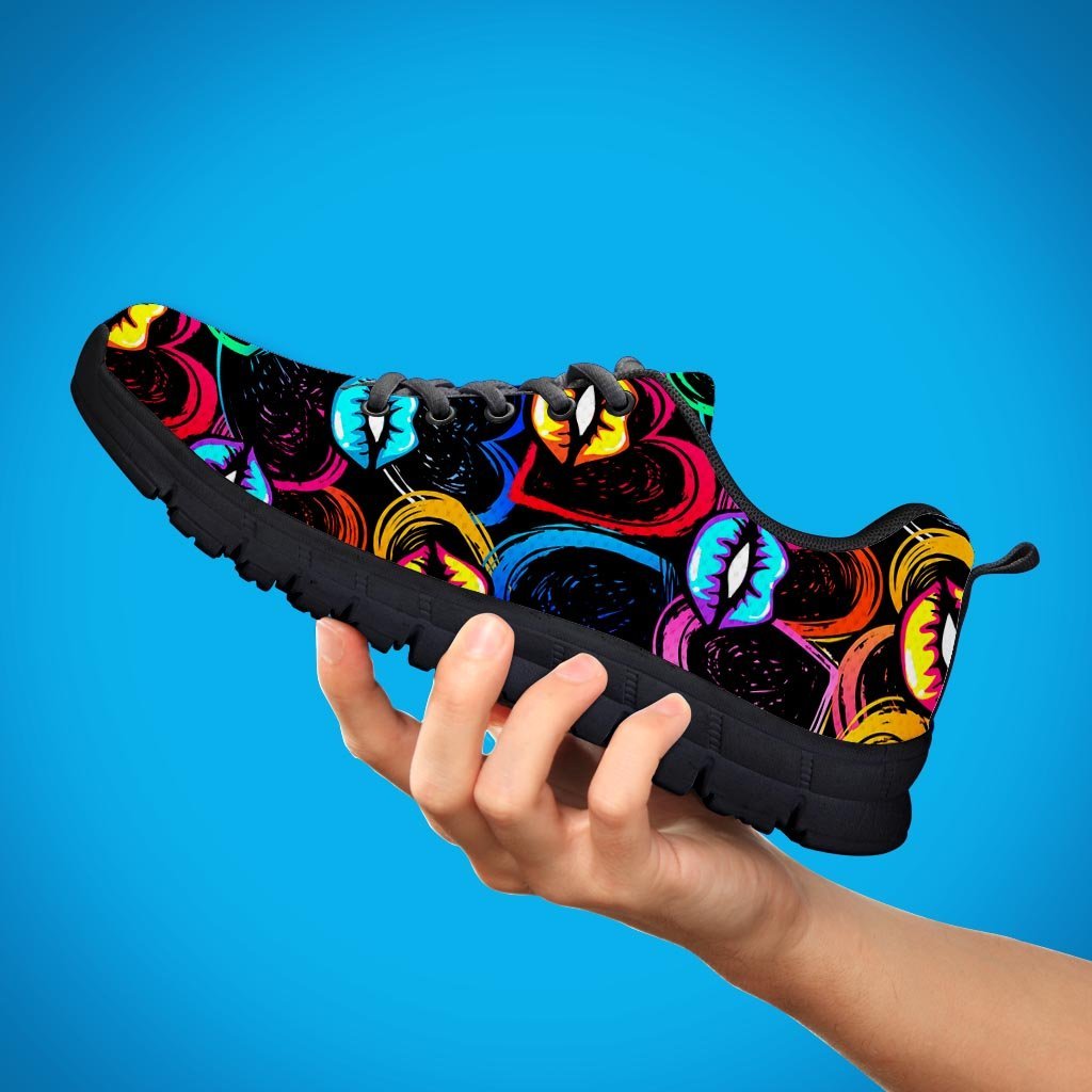 Abstract Lip Graffiti Print Men's Sneakers-grizzshop