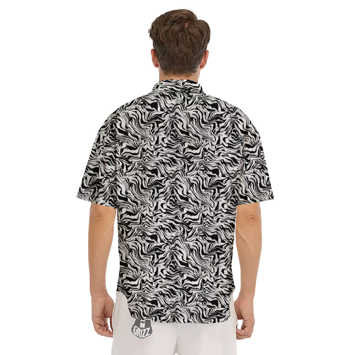 Abstract Liquify Watercolor Zebra Tie Dye Print Men's Short Sleeve Shirts-grizzshop