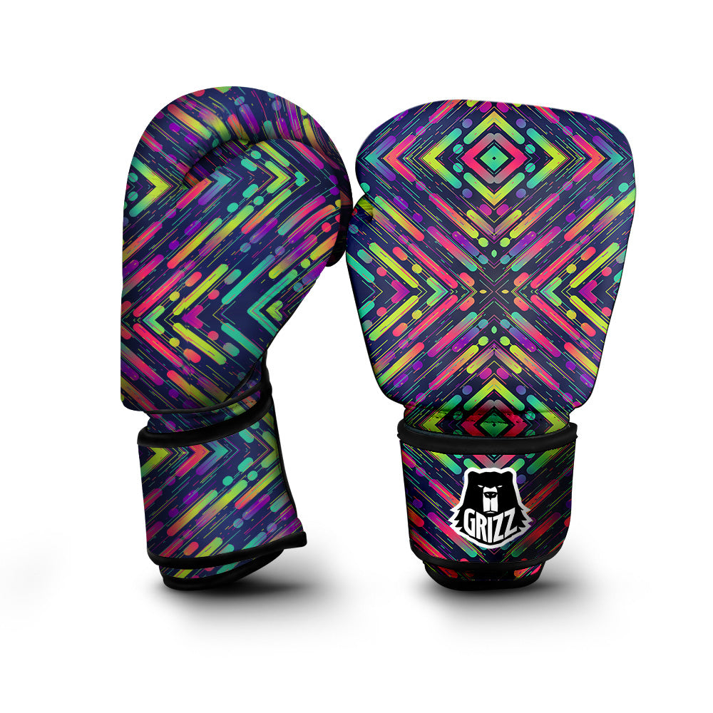 Abstract Neon Colorful Stripes Print Pattern Boxing Gloves-grizzshop