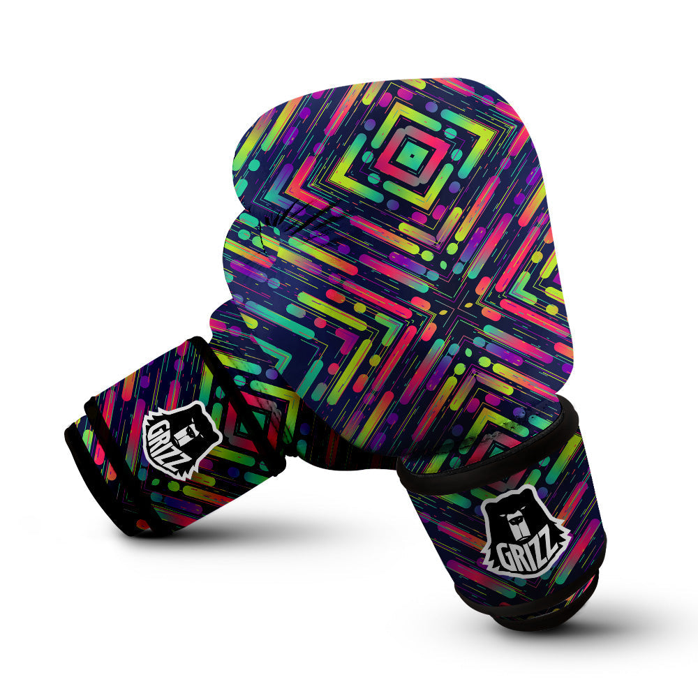 Abstract Neon Colorful Stripes Print Pattern Boxing Gloves-grizzshop