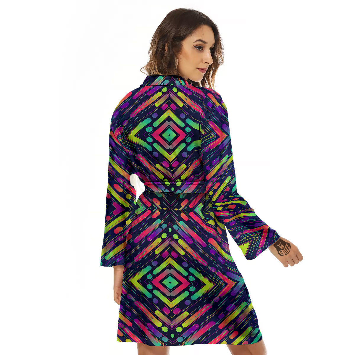 Abstract Neon Colorful Stripes Print Pattern Women's Robe-grizzshop