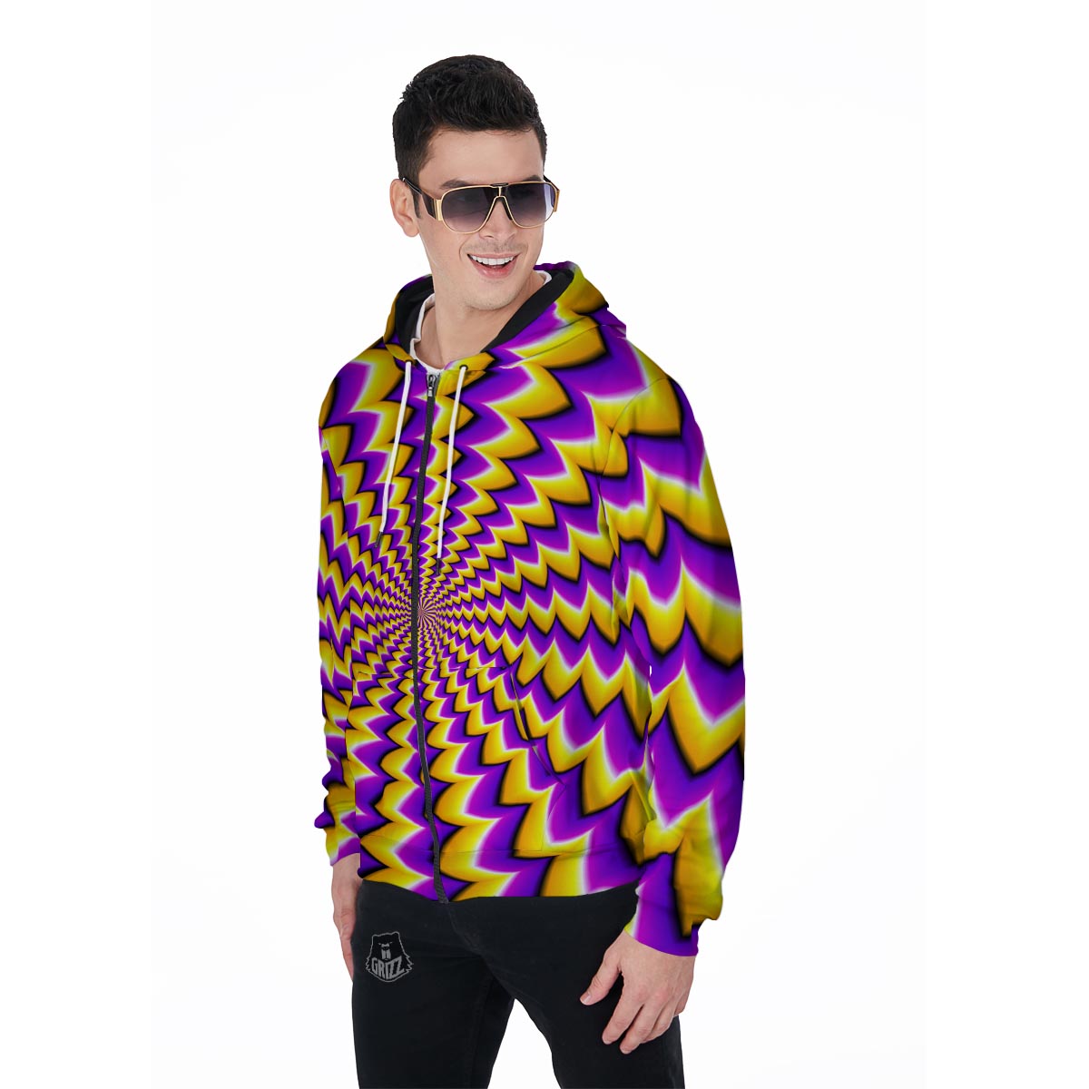 Abstract Optical illusion Men's Zip Up Hoodie-grizzshop