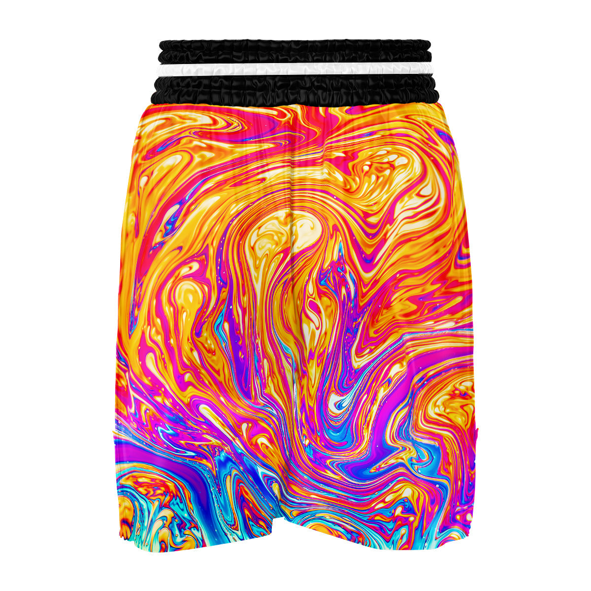 Abstract Orange Psychedelic Print Boxing Shorts-grizzshop