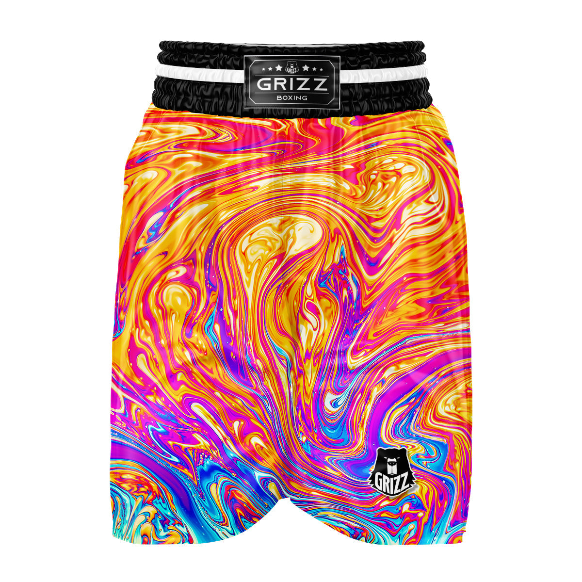 Abstract Orange Psychedelic Print Boxing Shorts-grizzshop