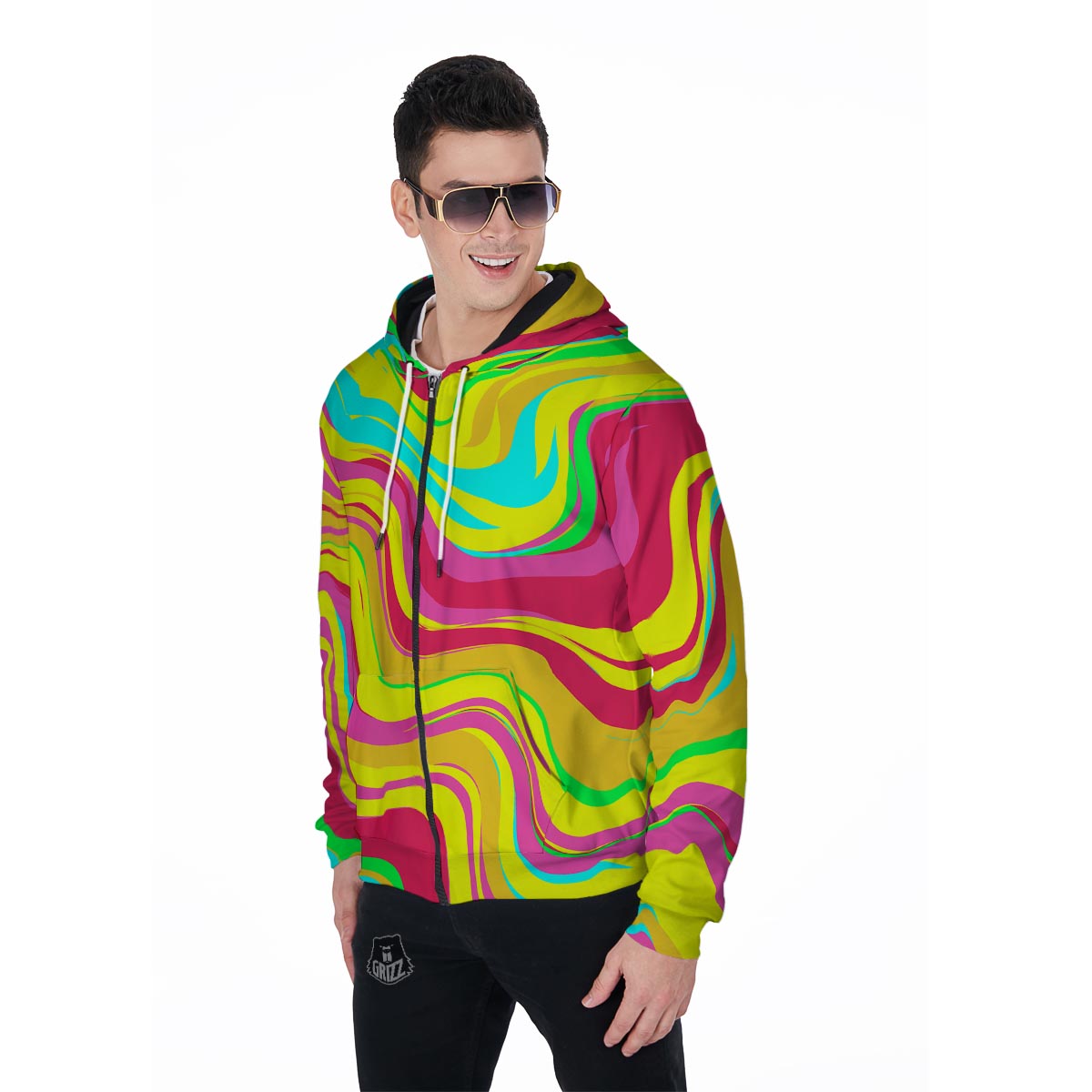 Abstract Paint Men's Zip Up Hoodie-grizzshop