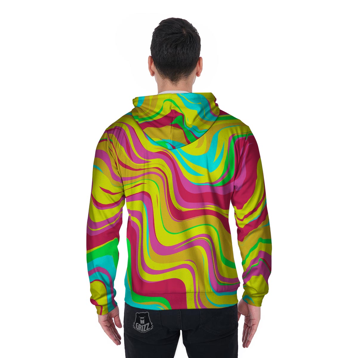 Abstract Paint Men's Zip Up Hoodie-grizzshop