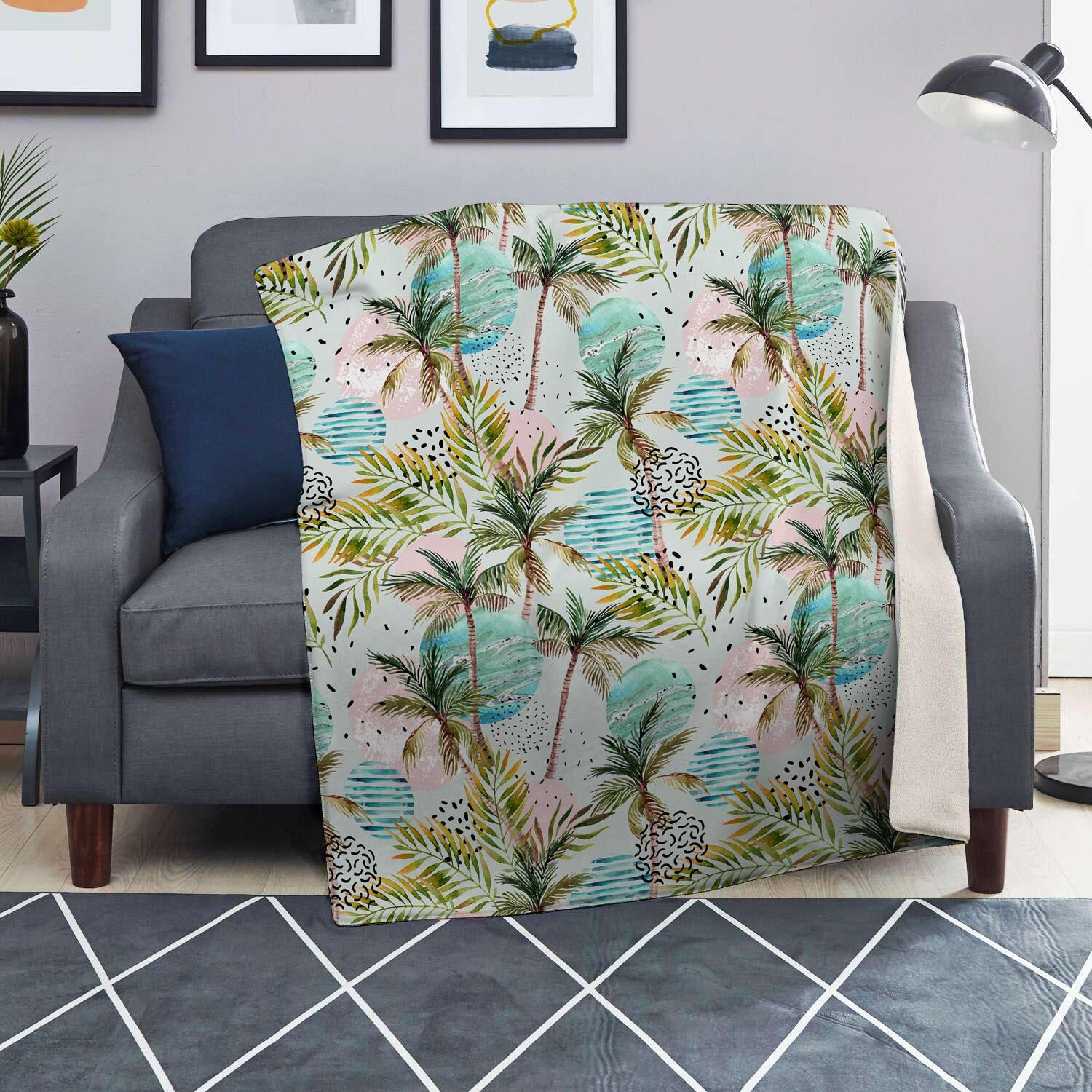 Abstract Palm Tree Hawaiian Print Blanket-grizzshop