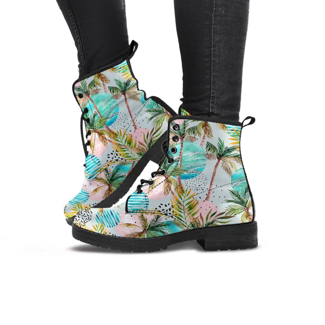 Abstract Palm Tree Hawaiian Print Women's Boots-grizzshop