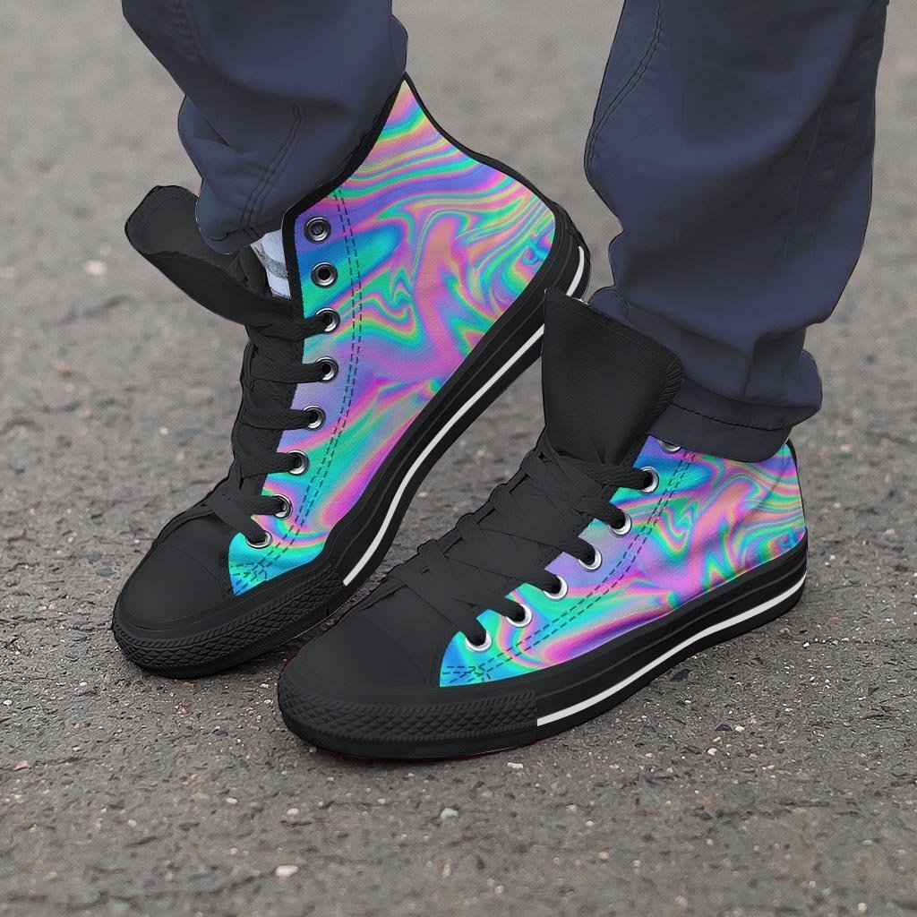Abstract Pastel Holographic Men's High Top Shoes-grizzshop