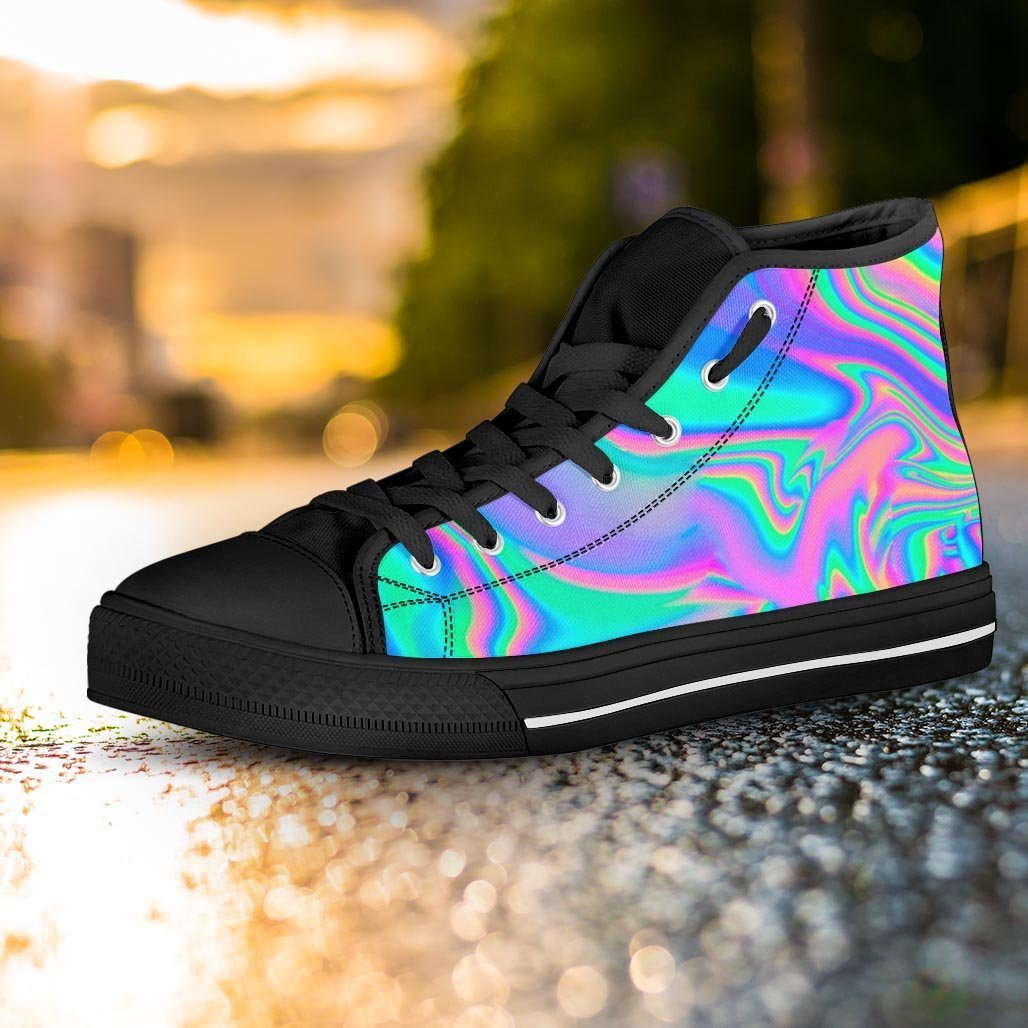 Abstract Pastel Holographic Women's High Top Shoes-grizzshop