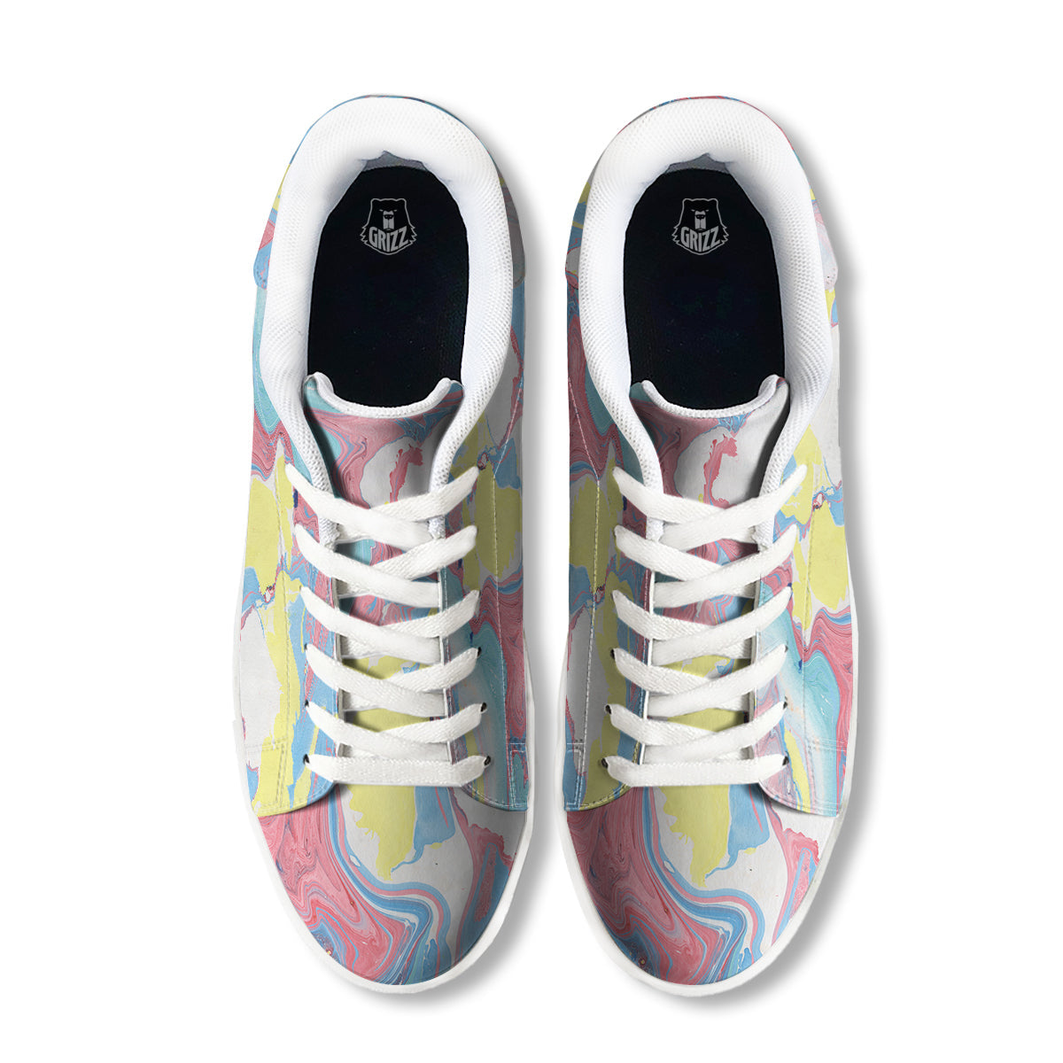 Abstract Pastel Texture Marble Print White Low Top Sneakers-grizzshop