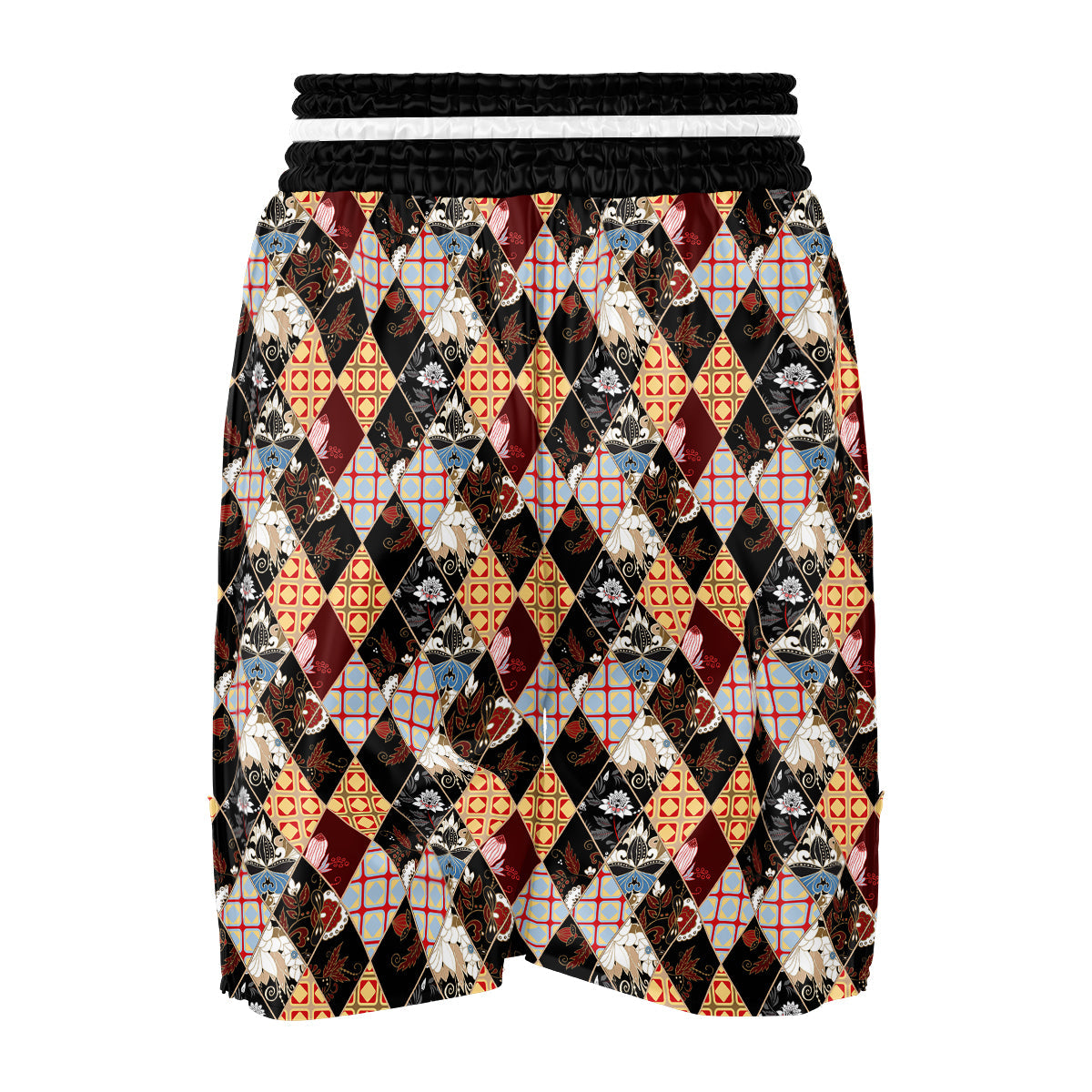 Abstract Patchwork Floral Print Pattern Boxing Shorts-grizzshop