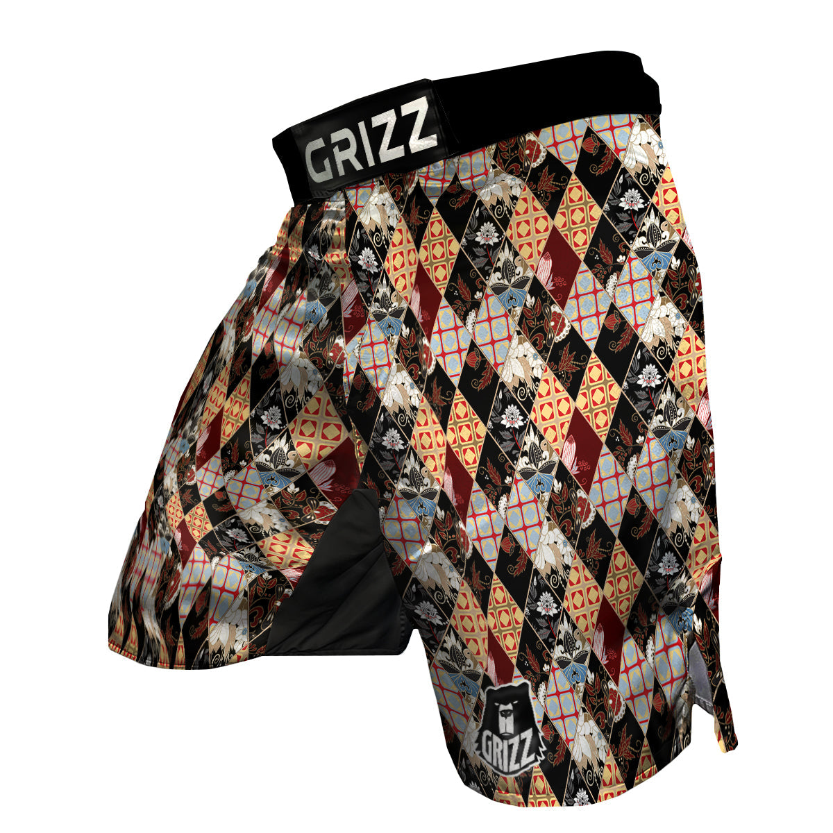 Abstract Patchwork Floral Print Pattern MMA Shorts-grizzshop
