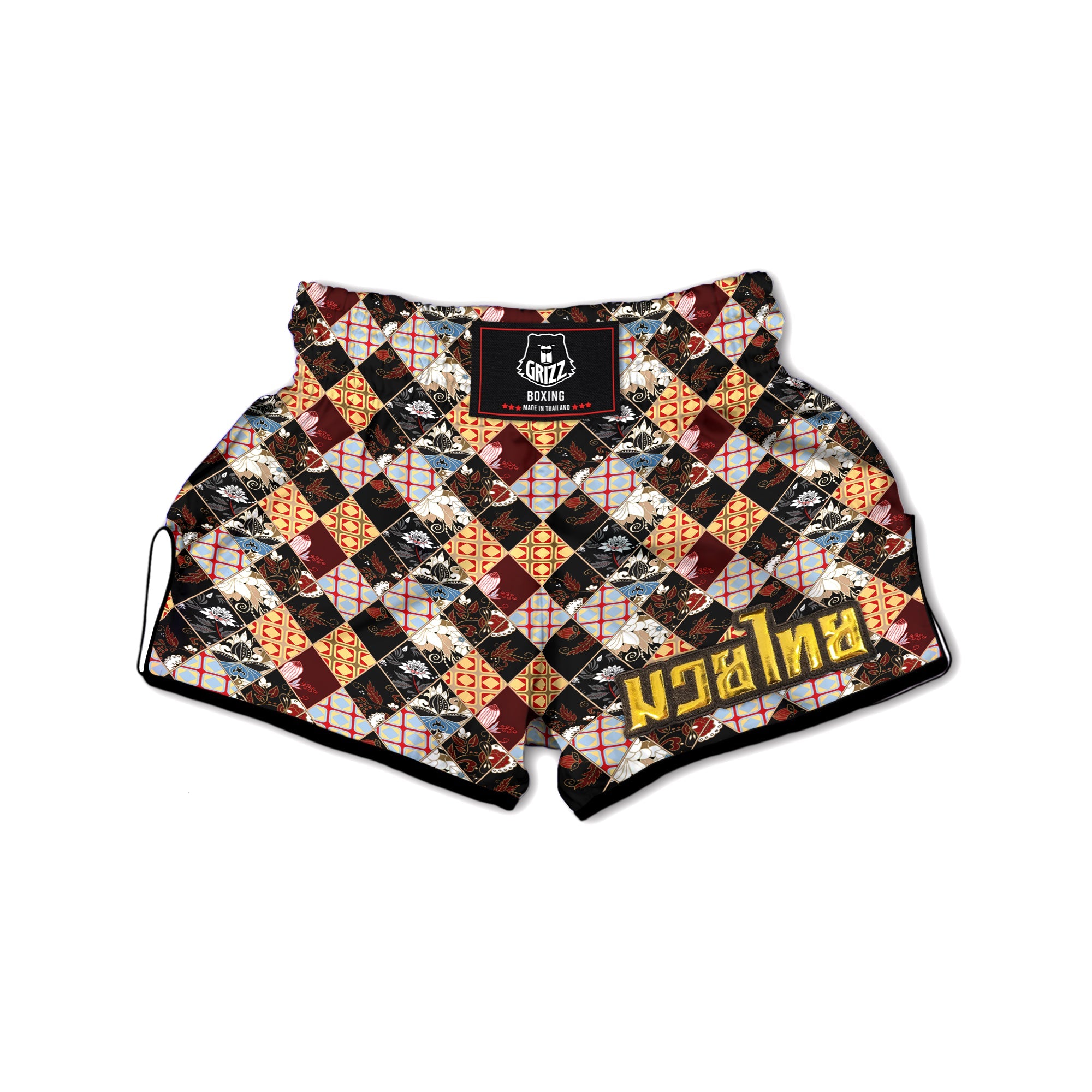 Abstract Patchwork Floral Print Pattern Muay Thai Boxing Shorts-grizzshop