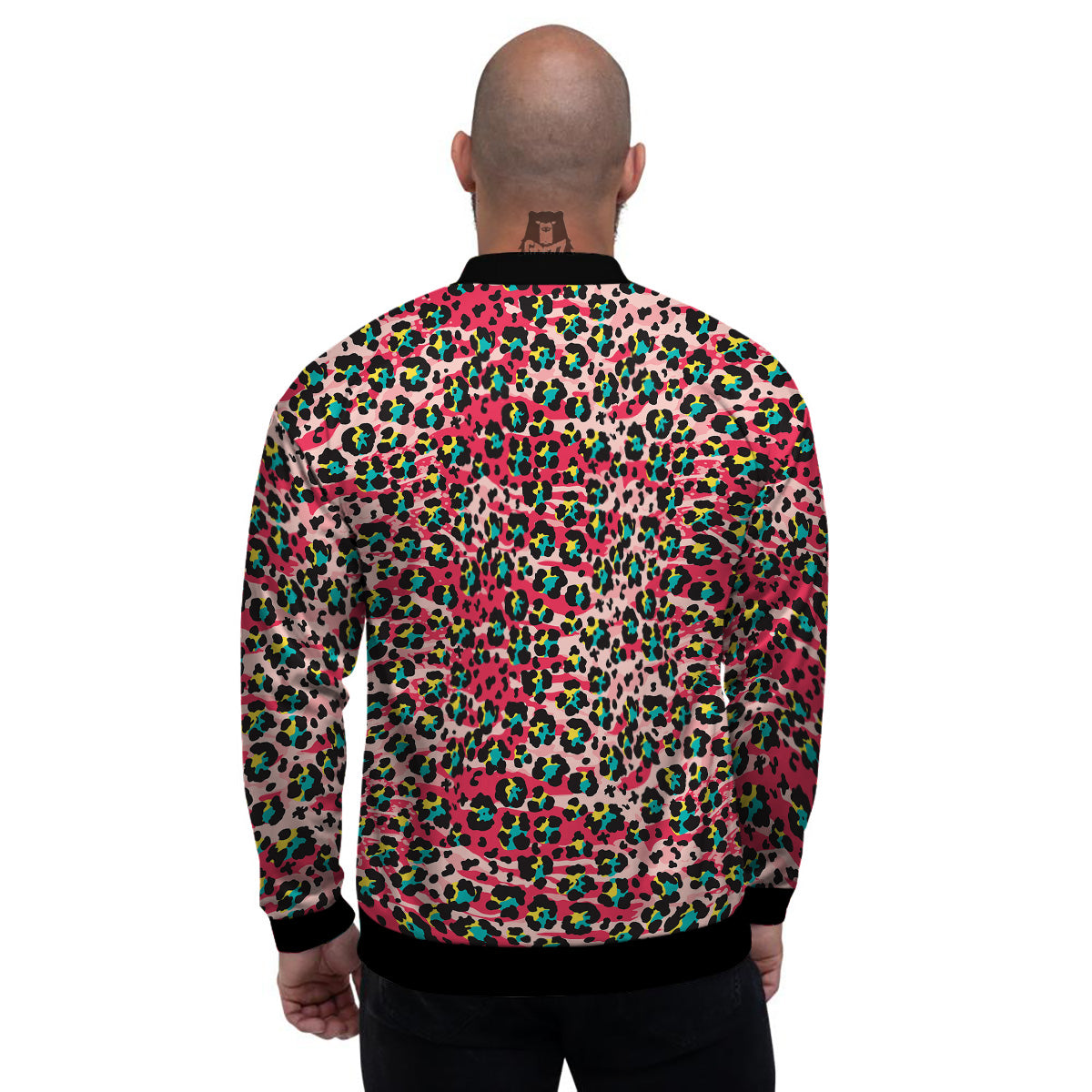 Abstract Pink Leopard Skin Print Pattern Men's Bomber Jacket-grizzshop