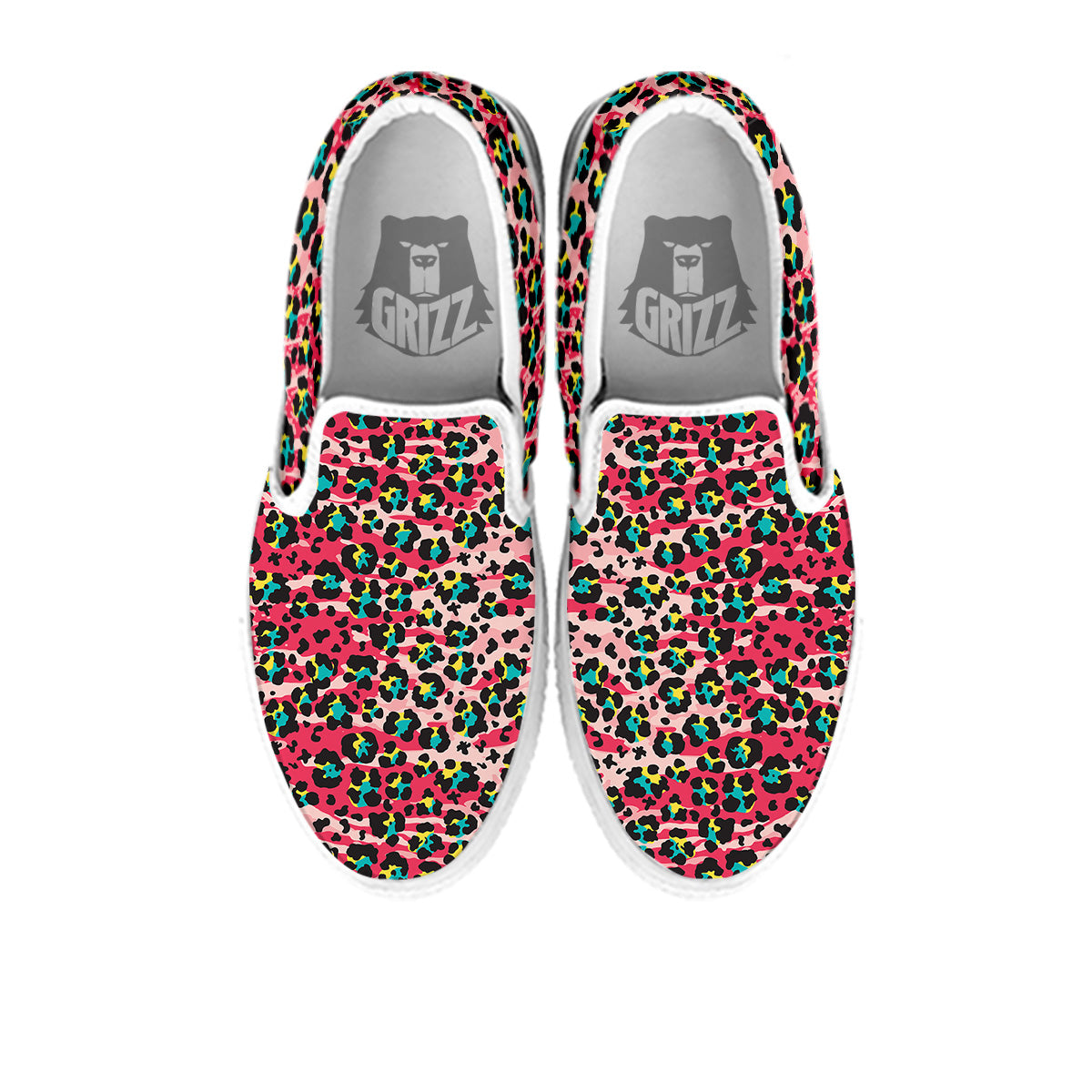 Abstract Pink Leopard Skin Print Pattern White Slip On Shoes-grizzshop