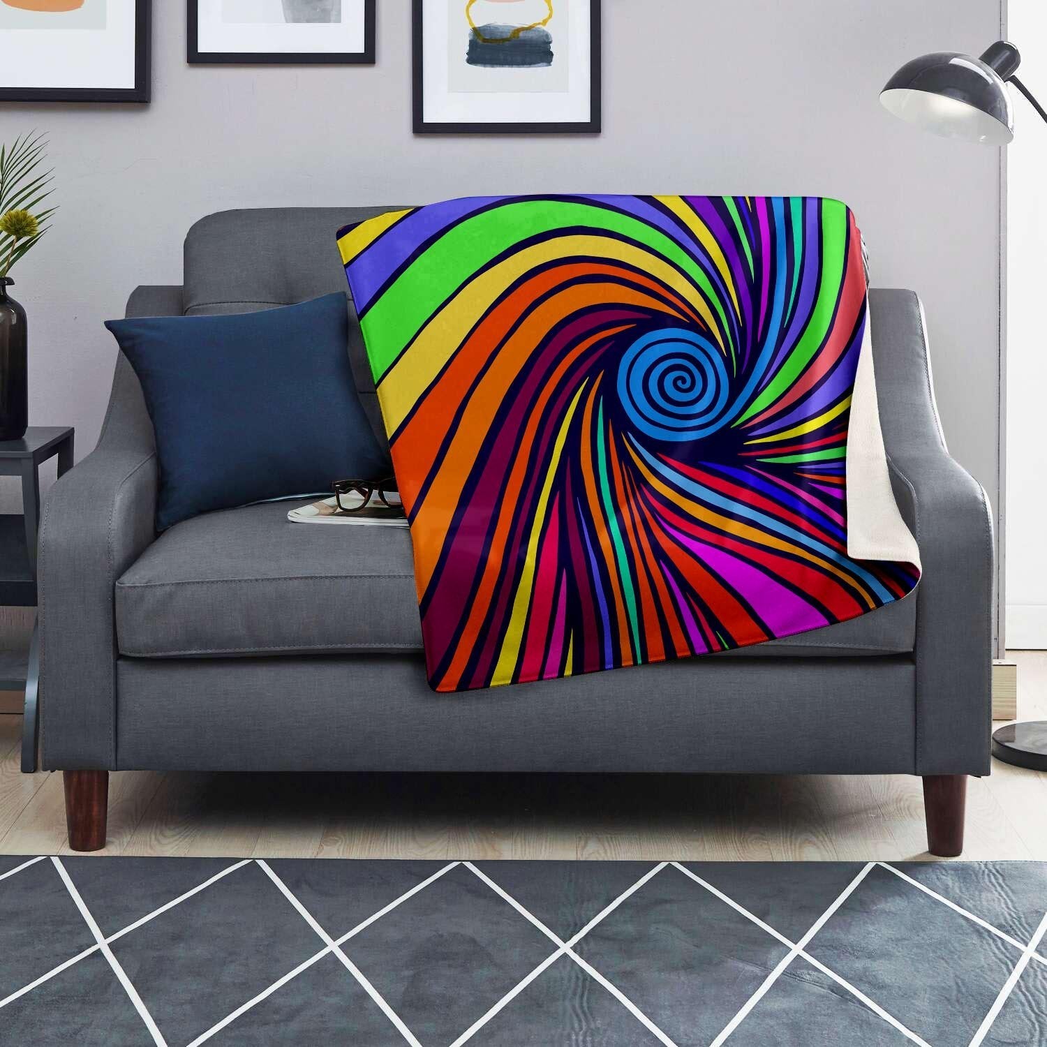 Abstract Psychedelic Colorful Wave Blanket-grizzshop