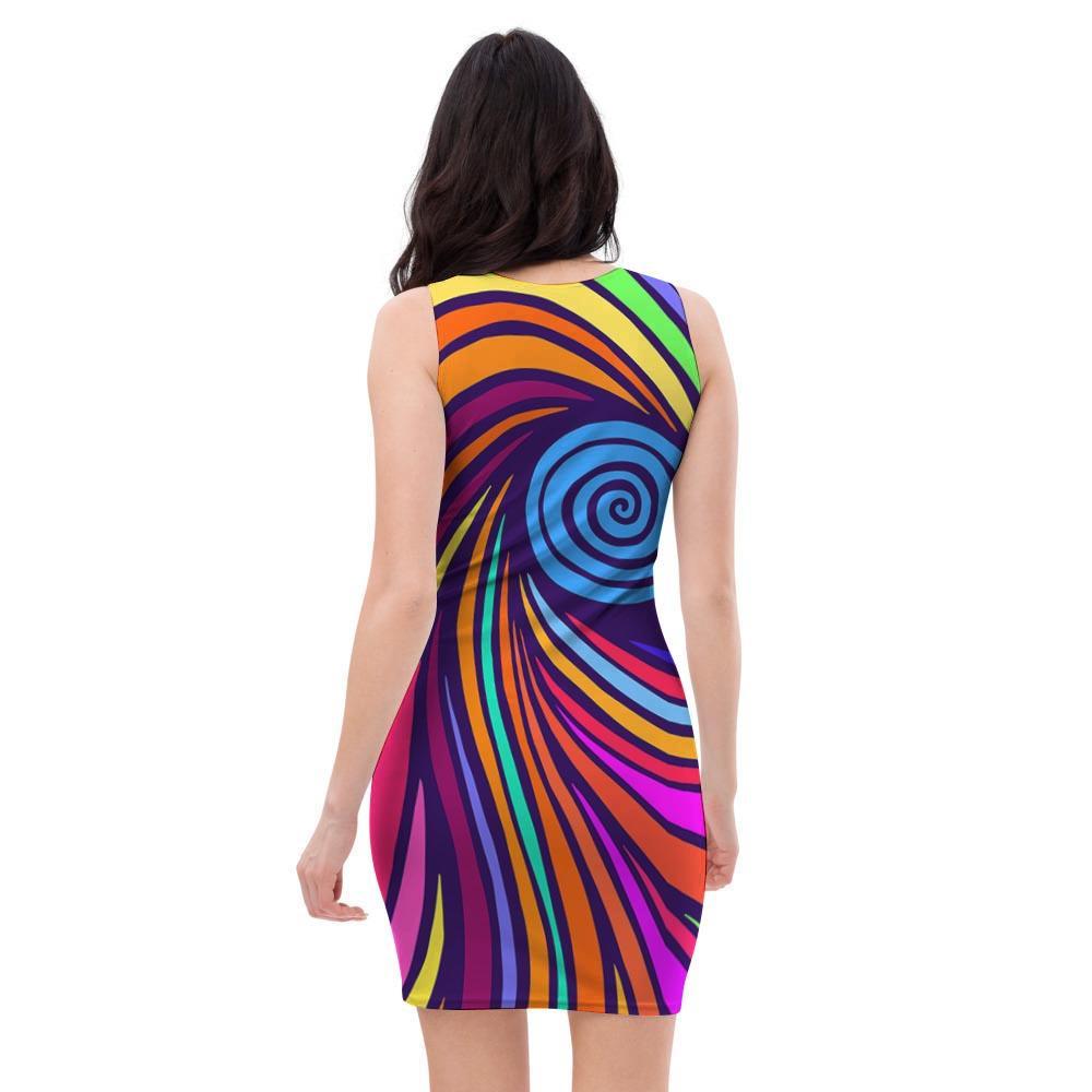 Abstract Psychedelic Colorful Wave Bodycon Dress-grizzshop