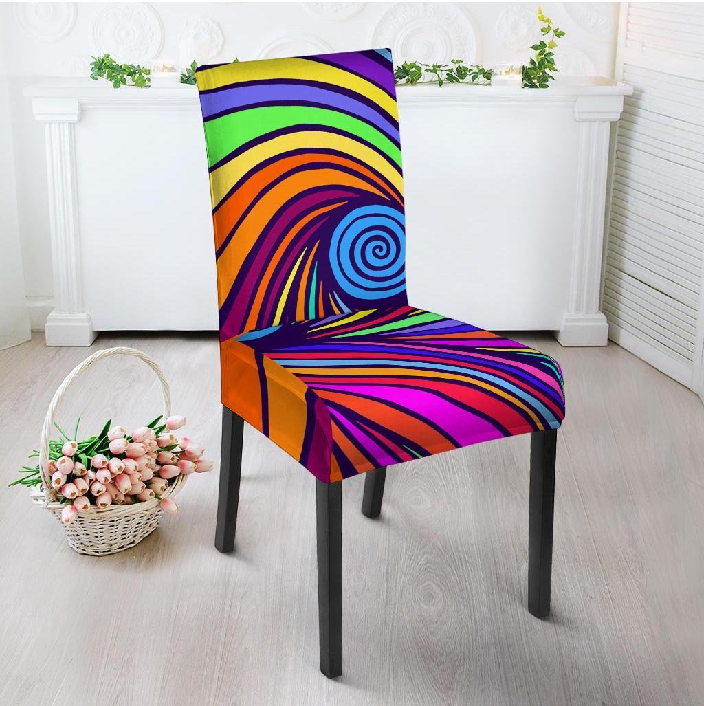 Abstract Psychedelic Colorful Wave Chair Cover-grizzshop