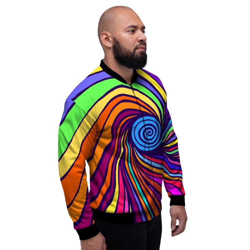 Abstract Psychedelic Colorful Wave Men's Bomber Jacket-grizzshop