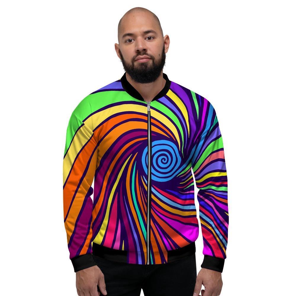Abstract Psychedelic Colorful Wave Men's Bomber Jacket-grizzshop