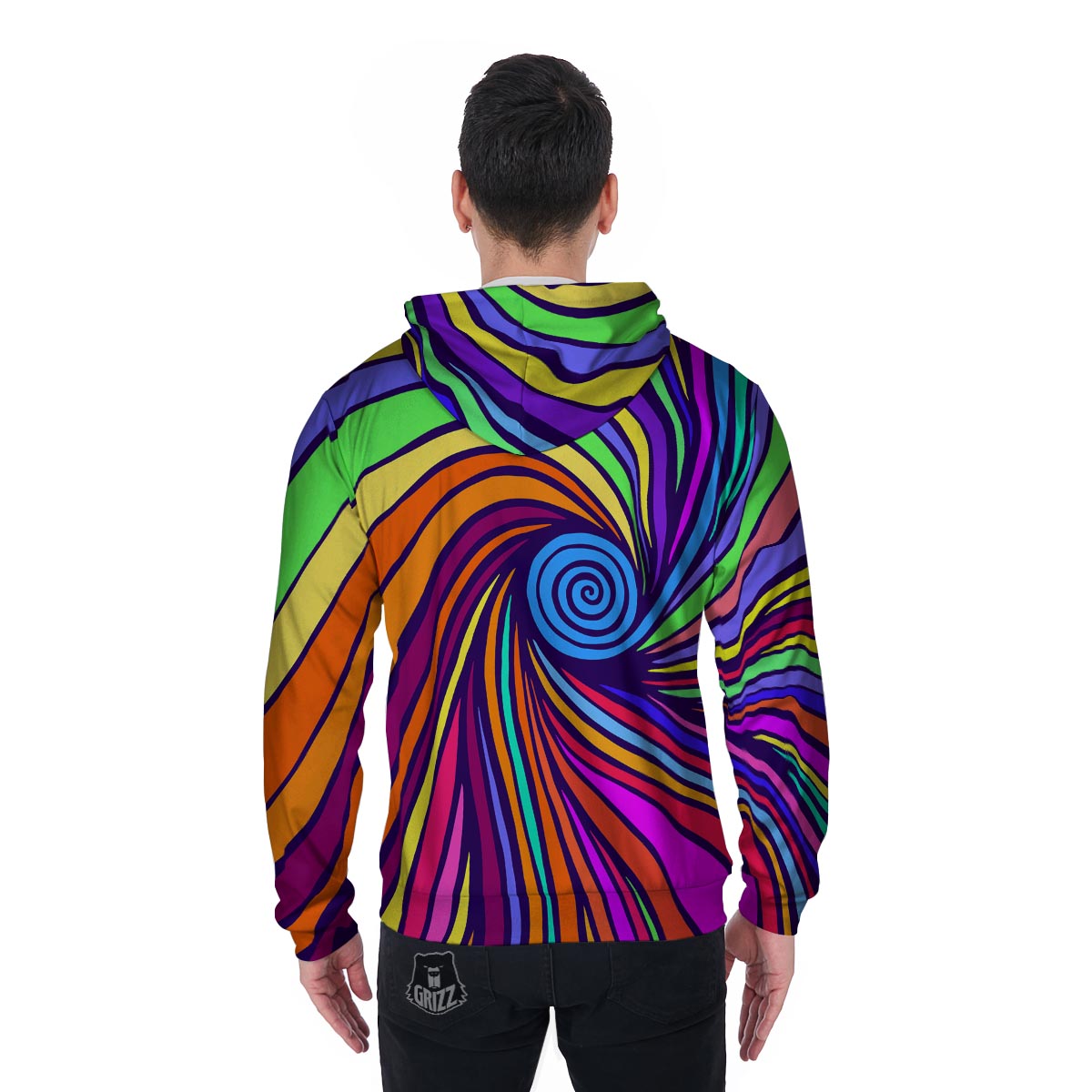 Abstract Psychedelic Colorful Wave Men's Zip Up Hoodie-grizzshop