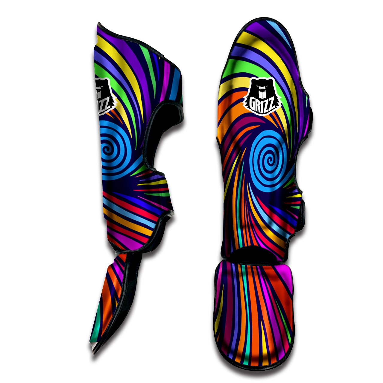Abstract Psychedelic Colorful Wave Muay Thai Shin Guard-grizzshop